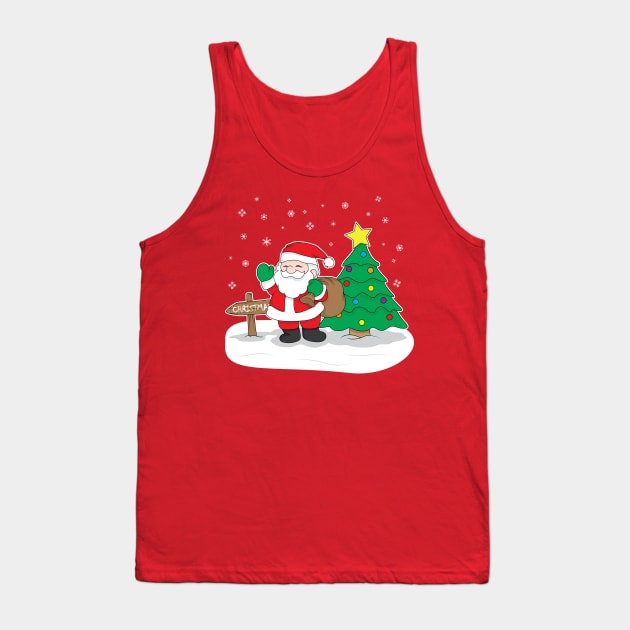 Christmas Tee Shirt. Funny Cute Santa tshirt Clothes Tank Top by Chebs